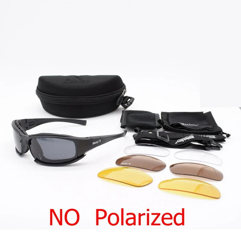 Армейские очки, солнцезащитные очки, мужские военные солнцезащитные очки, мужские 4 линзы, набор для мужчин, военные игры, тактические очки, для улицы - Цвет: no polarized
