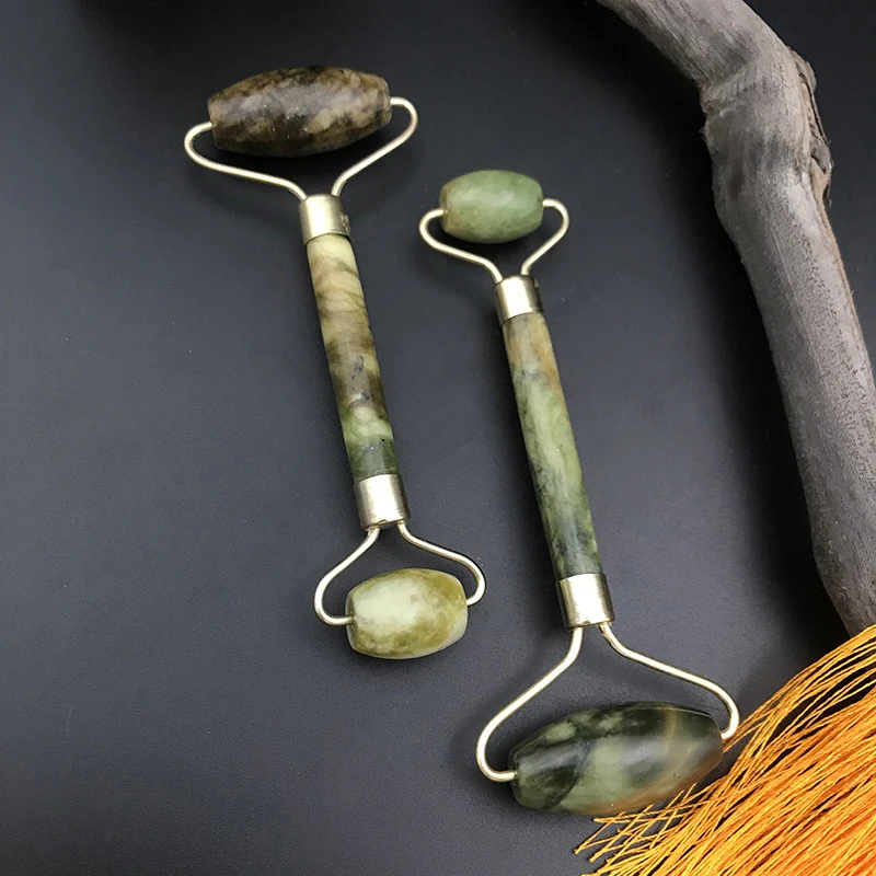 Double Heads Pratical Facial Massage Roller Natural Jade Anti Wrinkle Face Slimming Shaper Body Foot Relaxation Face Beauty Tool