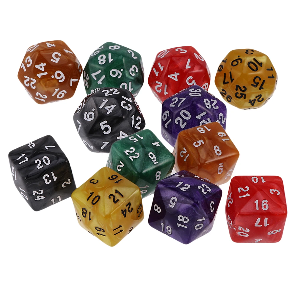 12 шт D30 D24 многогранные игральные кости для D& D TRPG вечерние настольные игры игрушки жемчуг