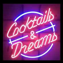 Signe de lumière néon pour COCKTAILS et rêves personnalisés, verre PING, panneau lumineux