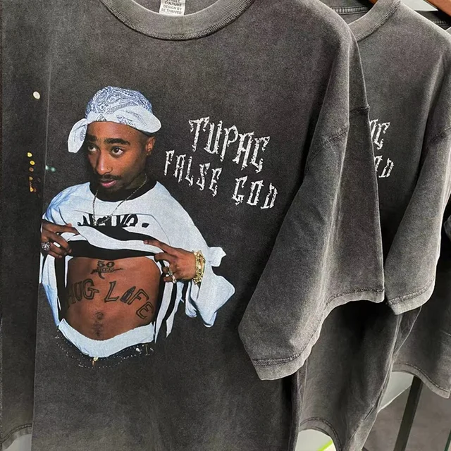 2021 Men Hip Hop Rap 2pac Graphic Print T Shirt Summer Casual Short Sleeve T Shirts