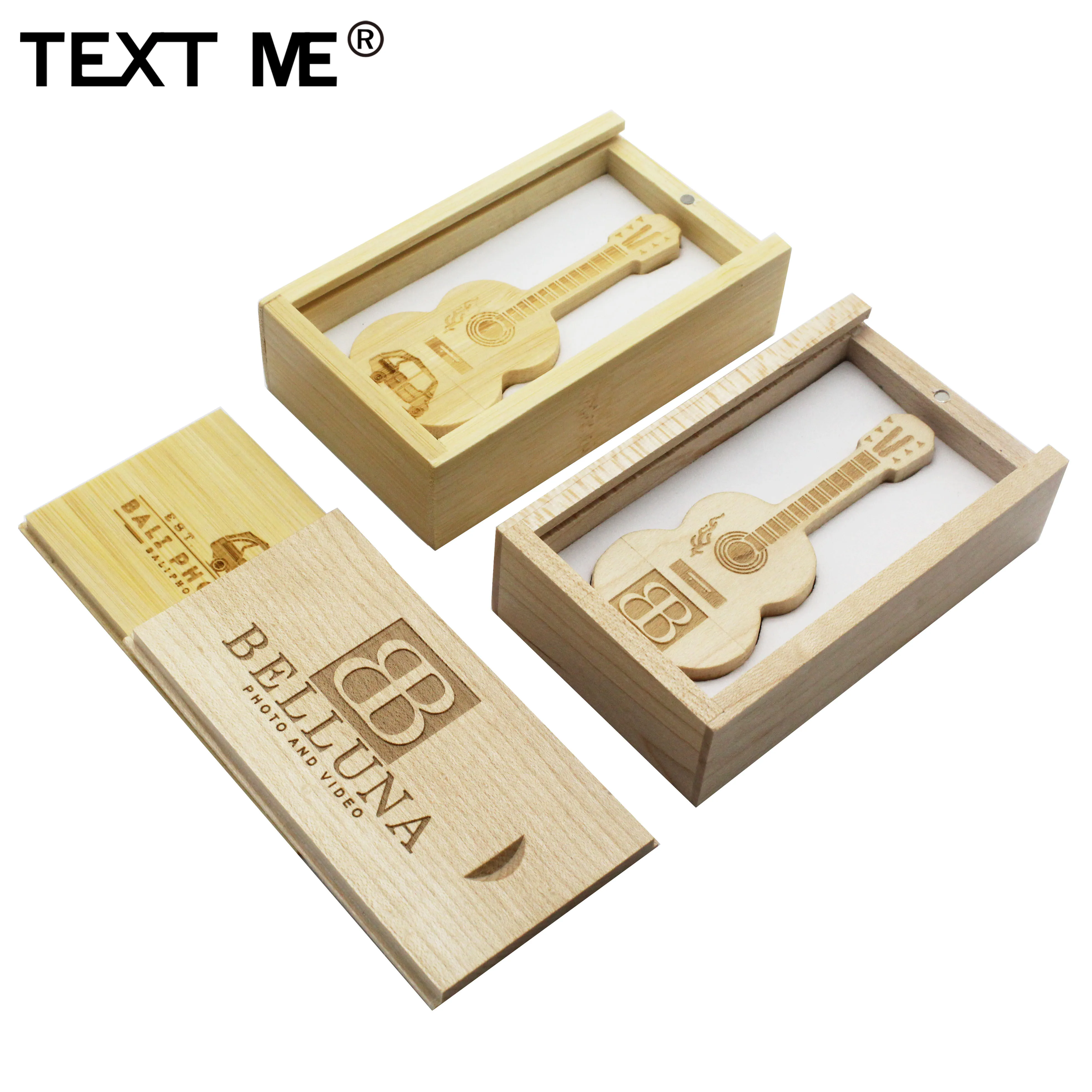 Флеш-накопитель usb с логотипом TEXT ME maple bamboo walnut guitar+ box, 4 ГБ, 8 ГБ, 16 ГБ, 32 ГБ, 64 ГБ, usb 2,0, подарок для фотосъемки