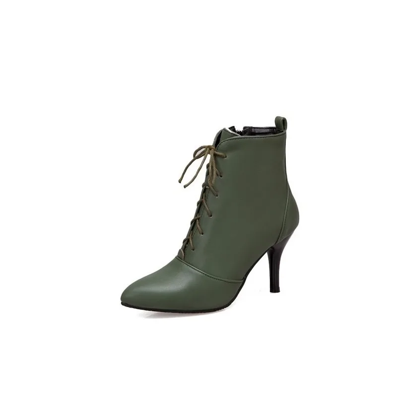 

2019 Autumn and Winter New Pointed Bare Boots Stiletto High Heel Solid Color Lace-up Boots Fashion Wild Women's Boots