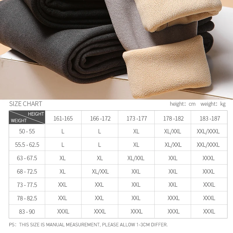 ZJX Winter Warm Mens Long Johns Thermal Underwear Men Leggings Thermos Pants Male Wool Thick Men's Cotton Warm Knee Pants