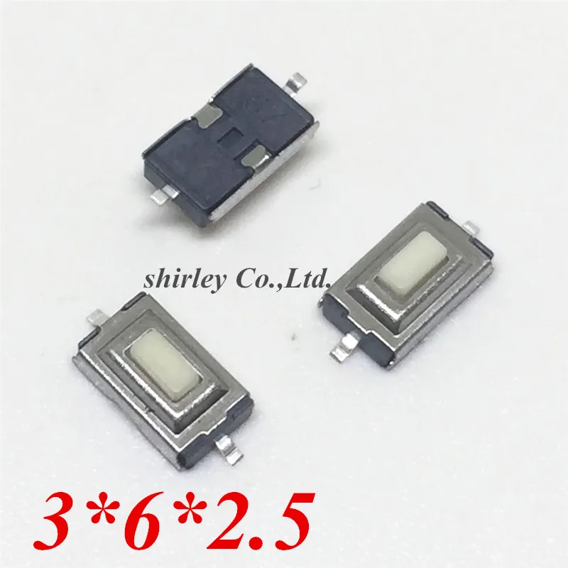 Оптовая продажа (1000 шт./лот) 3 мм * 6 2 5 SMD белый микро-кнопочный тактовый Мгновенный