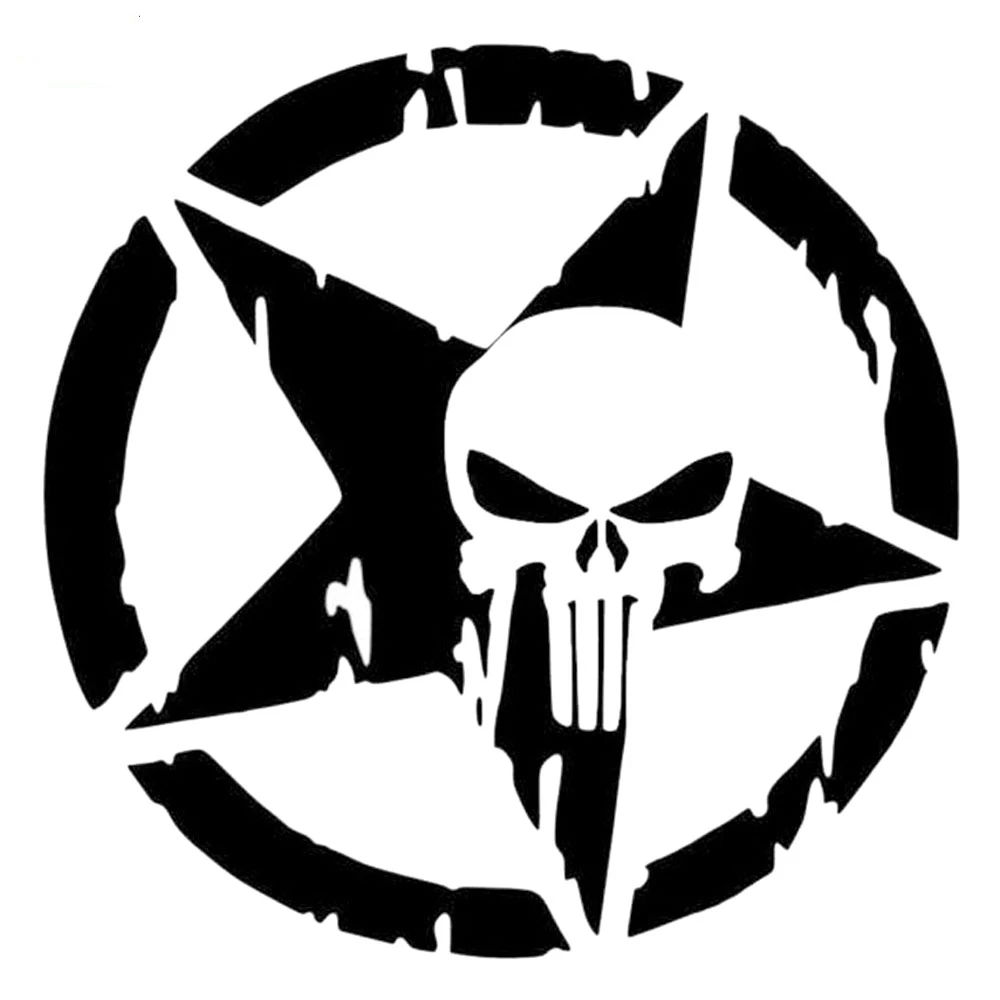 

DAWASARU Pentagram The Punisher Skull Car Sticker Vinyl Decals Motorcycle Accessories Art Car Rear Window Decal Decor 15*15CM