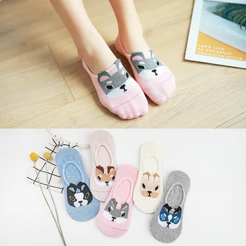 

Clearance Sale Women Socks Cartoon Animals Print Cute Sock for Woman Japanese Kawaii Harajuku Streetwear No Show Socks Boat Sox