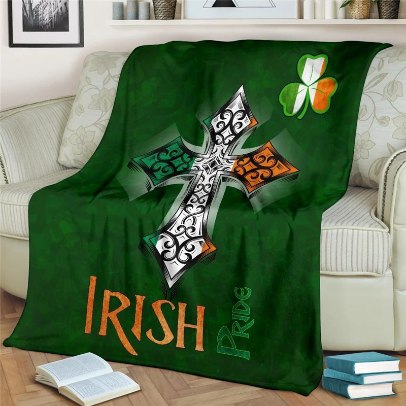

Ireland Pride Throw Blanket Printing Kid Adults Quilts Soft Warm Flannel Blankets Airplane Travel Portable Fashion Party Blanket