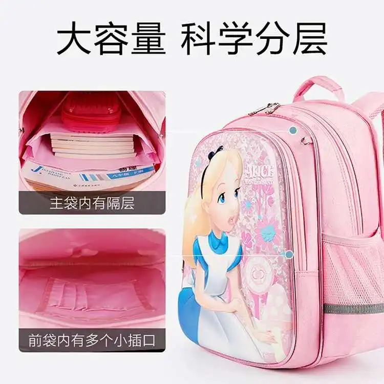 Disney Alice school bags for girls orthopedic breathable backpack super light primary school backpack for girls gifts mochilars