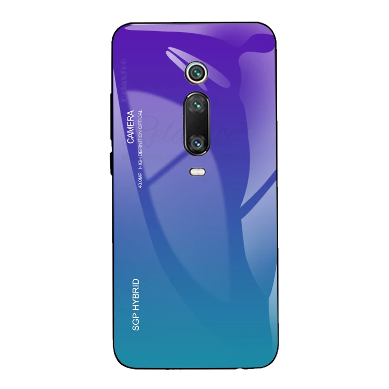 Градиентный телефонный чехол для xiaomi mi 9 t 9 t pro Силиконовая задняя крышка из закаленного стекла для xio mi 9 t 9tpro защитный couqe k20 pro - Цвет: Gradient Purple