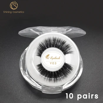 

10pair Soft Natural 3D Faux Mink Eyelashes 100% Handmade False Mink Eyelashes Silk Protein Lashes Mink Extensions Makeup Tools