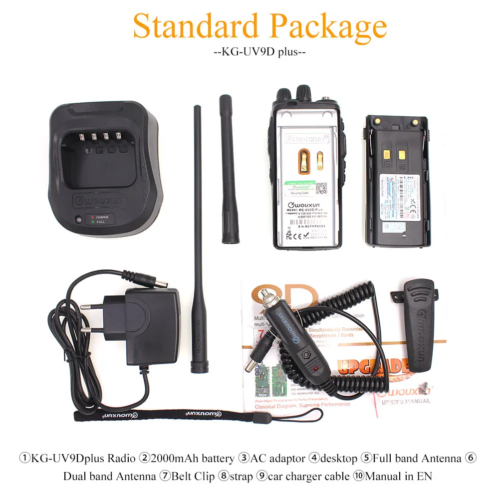 Wouxun KG-UV9D Plus Walkie Talkie UHF/VHF Multi Band Receive 76-180/230-250/350-512/700-985MHz FM Multi-frequency transceiver Wouxun KG-UV9D Plus Walkie Talkie UHF/VHF Multi Band Receive 76-180/230-250/350-512/700-985MHz FM Multi-frequency transceiver