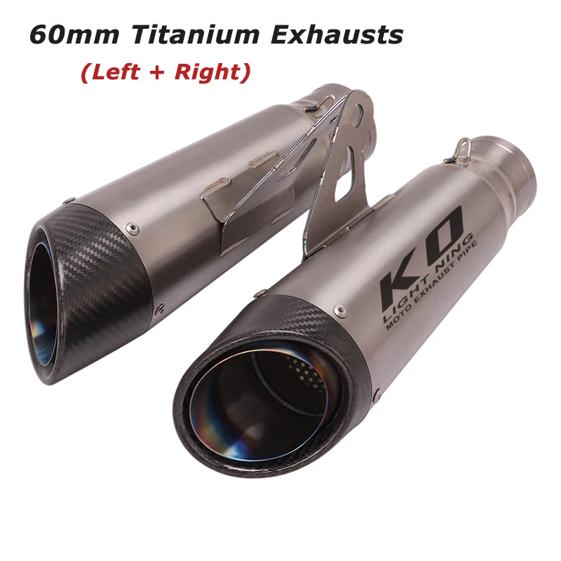

60mm Universal Titanium Exhaust Tips Escape Tail Pipe Carbon Fiber End One Pair Left Right System for Motorcycle ATV Scooter
