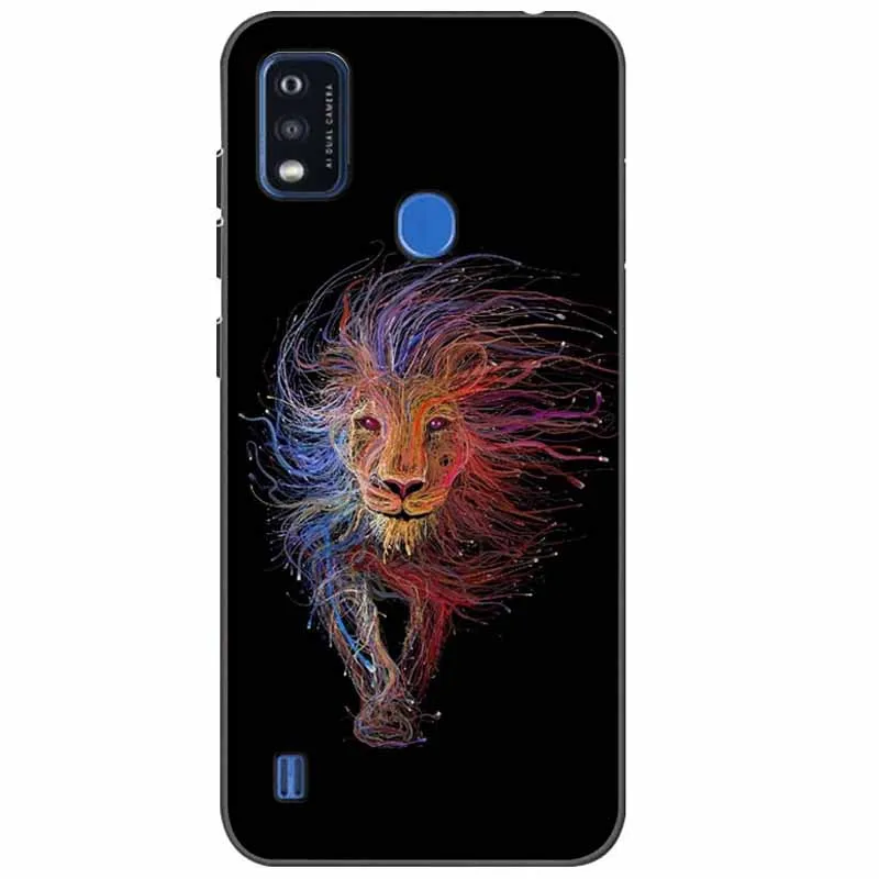 Shockproof Black Soft Silicone Phone Cover with Wolf and Cat Design - Stylish and Durable Protection
