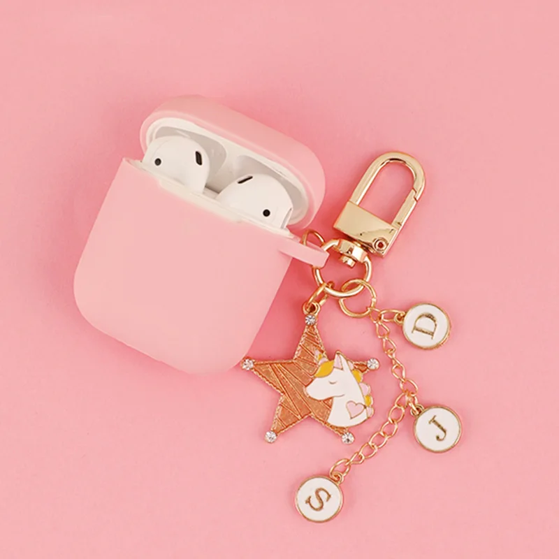 Luxury Cute Moon Cat Girls Key Ring Blue Silicone Case for Apple Airpods Cases Bluetooth Earphone Protective Cover Headset Box - Цвет: Model5