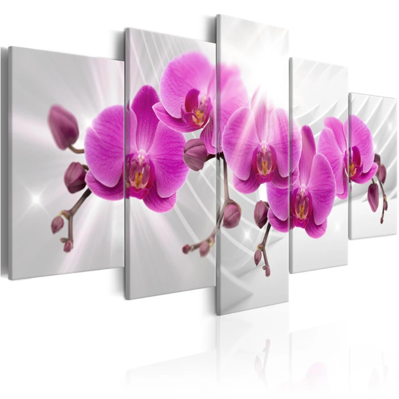 Цветы орхидеи плакаты и принты 5 панелей холст живопись Современная Настенная художественная Модульная картина настенные картины для декора гостиной