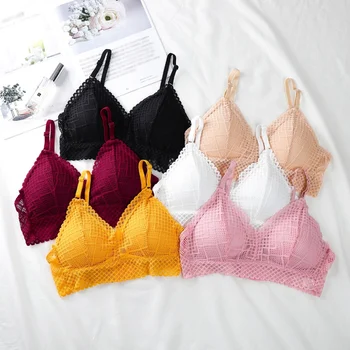 

Sexy Lingerie Deep V Wireless Bras Underwear Women Bralette Lace Bras Beauty Back Wrapped Chest