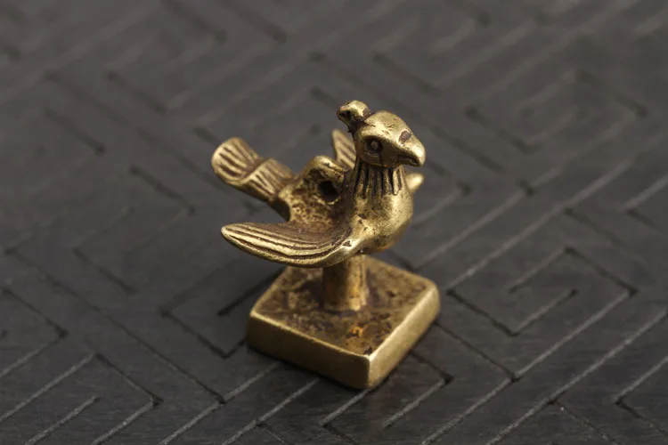 Brass Phoenix Bird Engraved Seal Keychains Pendants  (13)