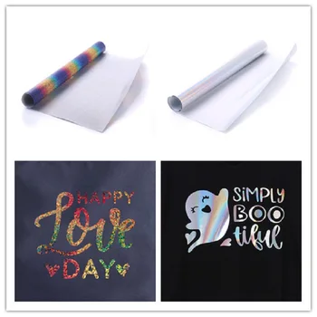 

SUNICE Two color Mixed Pack Holographic Heat Transfer Vinyl Heat Press Film Frabic 4 Sheet 25cmX30cm(9.8inchX11.8inch) DIY