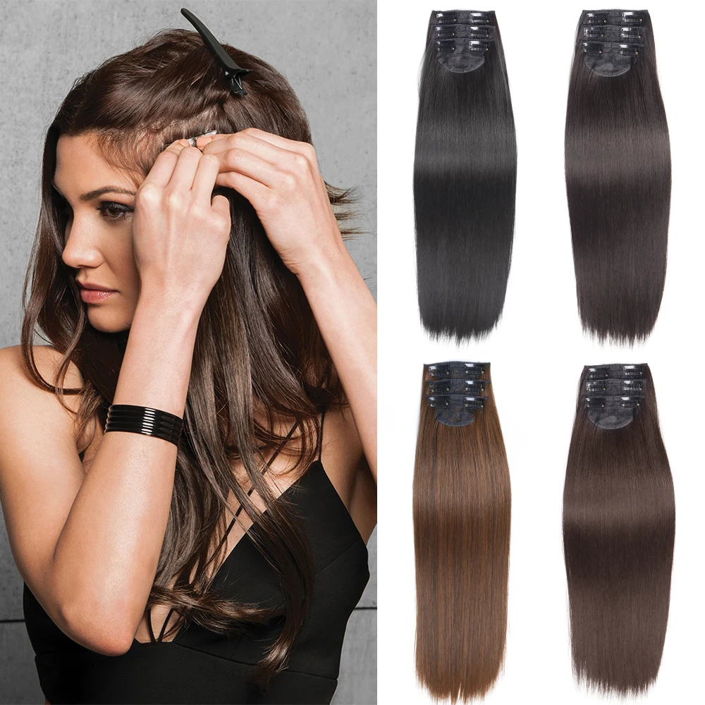 G vegetarisch gehandicapt Synthetisch Haar Clip In Lange Rechte Hair Extension Clip 24Inch 3  Tabletten Per Natuurlijke Hair Extensions Fake Haarstukje Voor vrouwen|Synthetische  Clip-in één stuk| - AliExpress