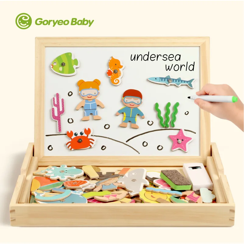 

South Korea goryeobaby CHILDREN'S Drawing Board Magnetic Joypin Beach Oceans Fishing Jigsaw Puzzle Baby Building Blocks Toy