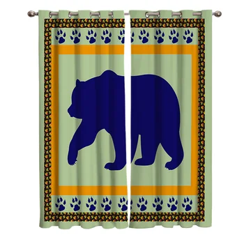 

Silhouette Bears Footprints Printing Curtains Living Room Bedroom Curtain Necessary Home Decoration Kids Window Drapes