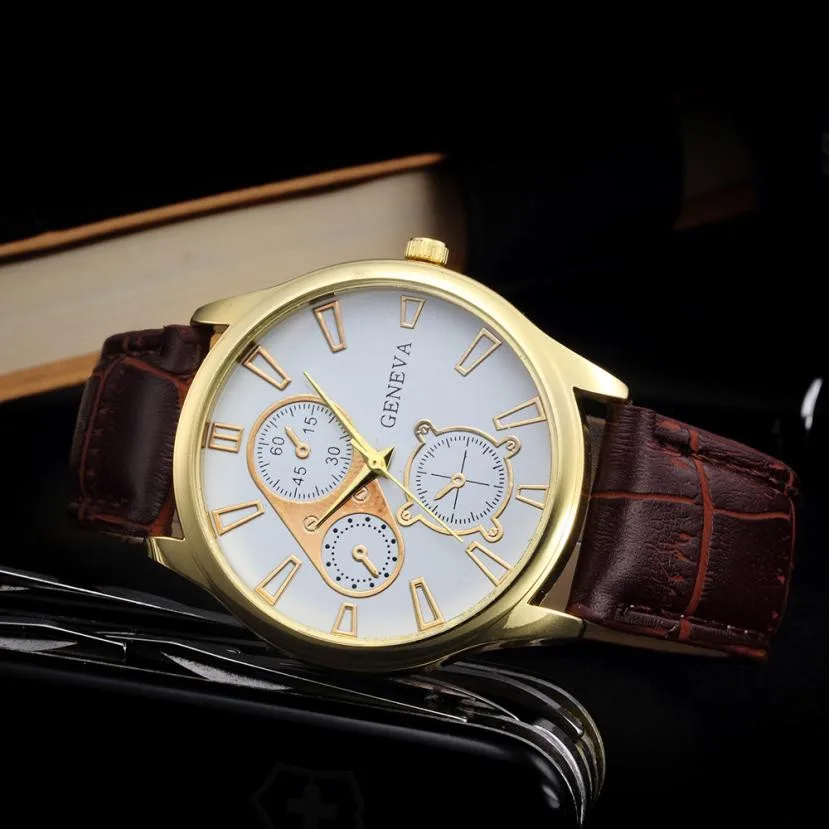 

Geneva Men Watches Men Wristwatches Men Sports Watches Leather Band Quartz Watch Relogio Masculino reloj hombre heren horloge