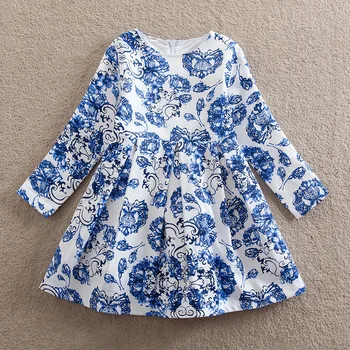 

Long Sleeve Dress Girl Christmas elegant Dress 2019 Autumn Winter Floral Print Toddler Girl Dresses Kids Clothes Children Dress