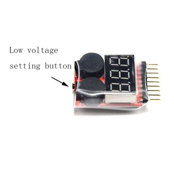 

1-8S LED Lipo Battery Monitor Voltage Indicator Checker Tester Low Voltage Buzzer Alarm for Lipo Li-ion LiMn Li-Fe Battery KQS8