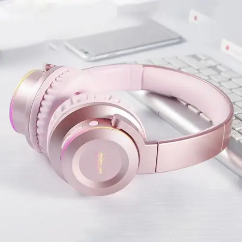 Pink Wireless Headphones Bluetooth 5.0 Headset Foldable Stereo Headphone Gaming Earphones With Microphone - Color: Pink