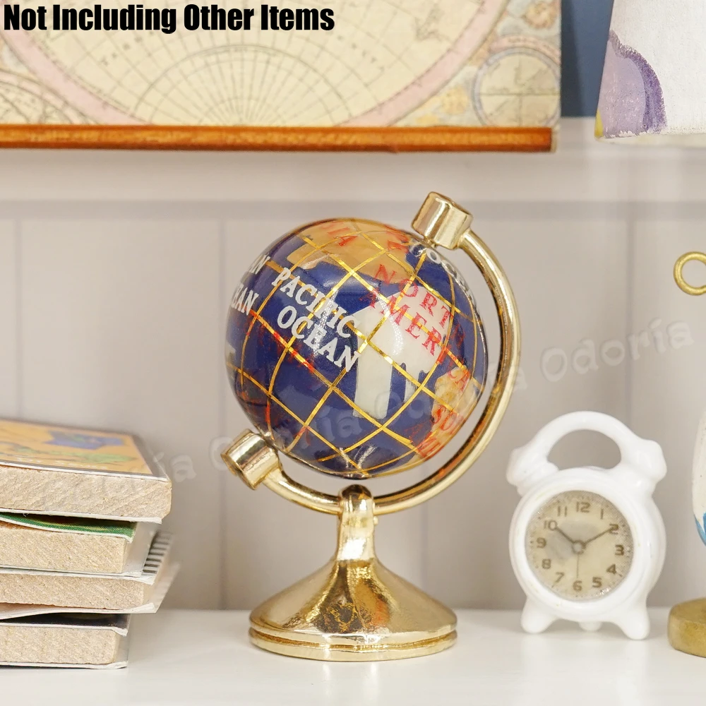 1Pc 1:12 Turnable globe with stand rolling globe dollhouse furniture accessoZ8 
