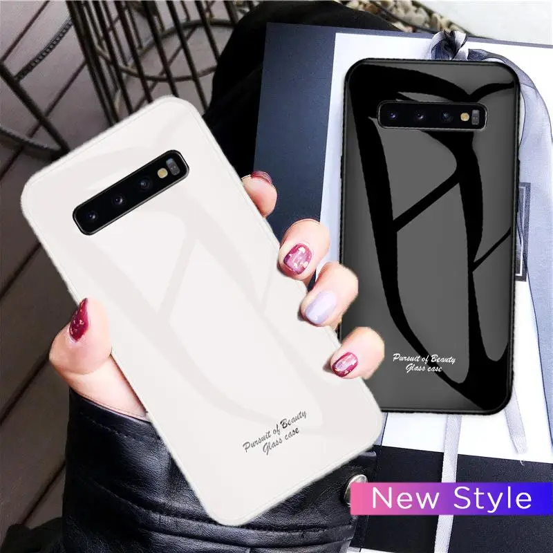 

S10 5G Case Macaron Tempered Glass Phone Case for Samsung Galaxy S9 S10 Plus S10E for Samsung Note 8 9 note9 Hard PC Back Cover