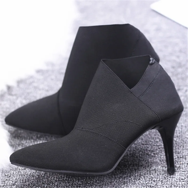 Women's High-heeled Boots Large 34-41 Women's High-heeled Boots 2021 Cloth Boots 8.5cm Heel, New in Spring and Autumn