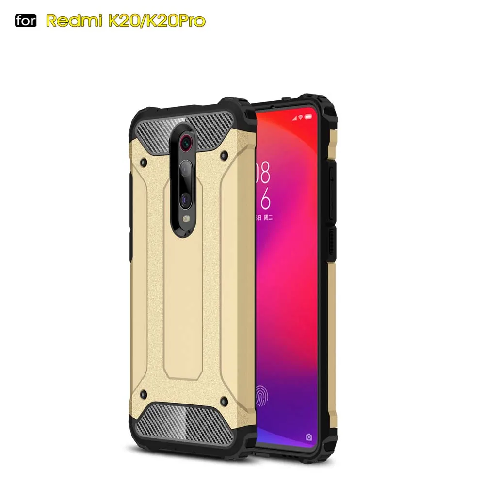 Gold Бронированный противоударный чехол для телефона Redmi K20 Pro Xiaomi 9T CC9E CC9 9 9SE Max3 Mix3 8 8SE Mix2s 5X 5C 6 Plus падение защитный чехол-накладка - Цвет: Gold
