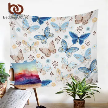 

BeddingOutlet Flying Butterfly Tapestry Home Decor Wall Hanging Colorful Printed Tapestry Microfiber Bedding Flat Sheet 2 Sizes