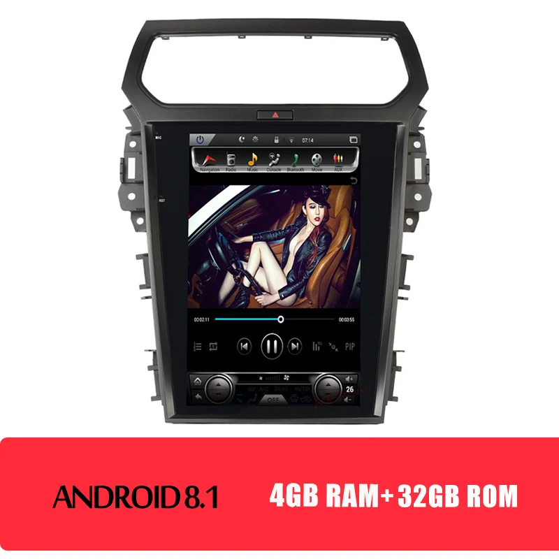 Android Car Radio KiriNavi вертикальный экран Tesla стиль 12," Android 8,1 автомобильный Радио gps навигация для Ford Explorer автомобильный Dvd мультимедиа 2013 - Цвет: Android Car Radio