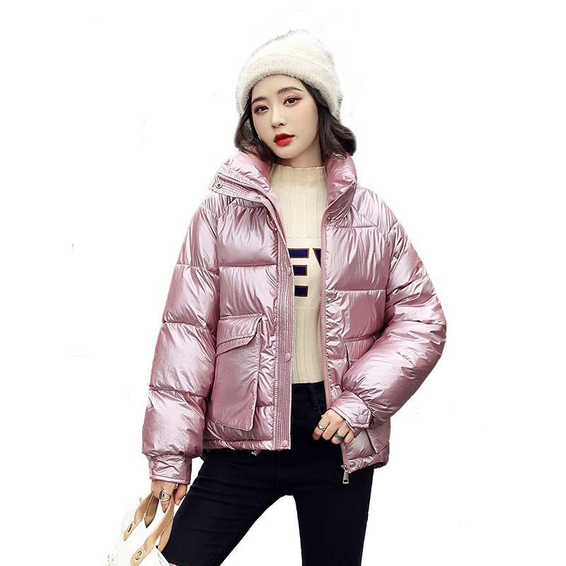 

2020 Winter Women's Jackets Parkas Coats Clothing Pockets Down cotton Thicken Warm Parka Female Street Solid Jacket Outerwear