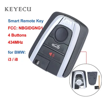 

Keyecu Original Smart Remote Car Key Fob 4 Buttons 434Mhz for BMW i3 i8 2014 2015 2016 2017 FCC ID: NBGIDGNG1, 185409-10