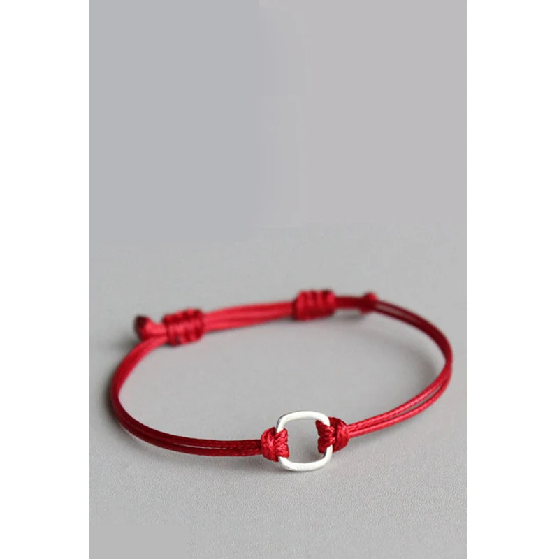 La Maxza 925 пробы серебряные красные браслеты для женщин квадратные пары красная веревочная нить серебряный браслет 925 для женщин для мужчин