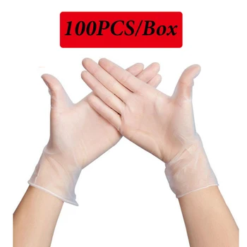 

In stock 100PCS Disposable PVC Gloves Touch Screen Protective Glove Anti Virus Anti Pollution Medical Latex Gloves