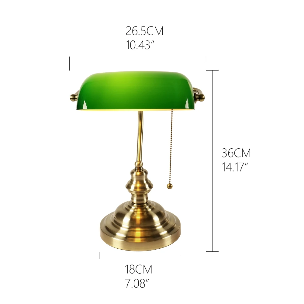 Tanie Klasyczna lampa stołowa vintage bankier E27 z przełącznikiem zielone szkło sklep