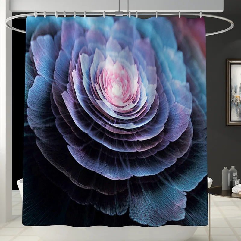 Прямая, набор занавесок для душа с цветочным узором, полиэфирная водонепроницаемая занавеска для ванной 180x180 см, набор ковриков для ванной комнаты