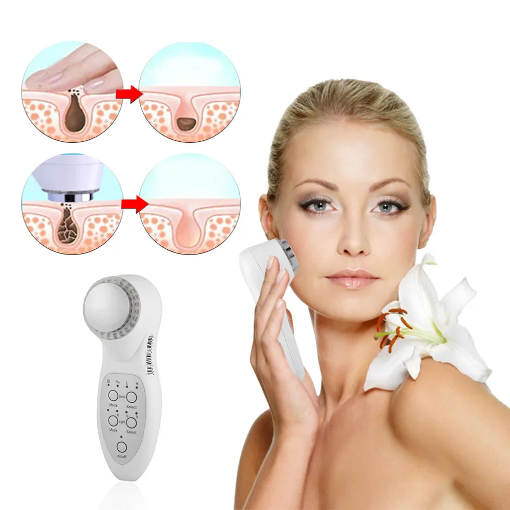 

7 Color Mode RGB Led Light Ultrasonic Beauty Instrument Portable Facial Skin Care Cleaning Appliance Therapy Photon Rejuvenation