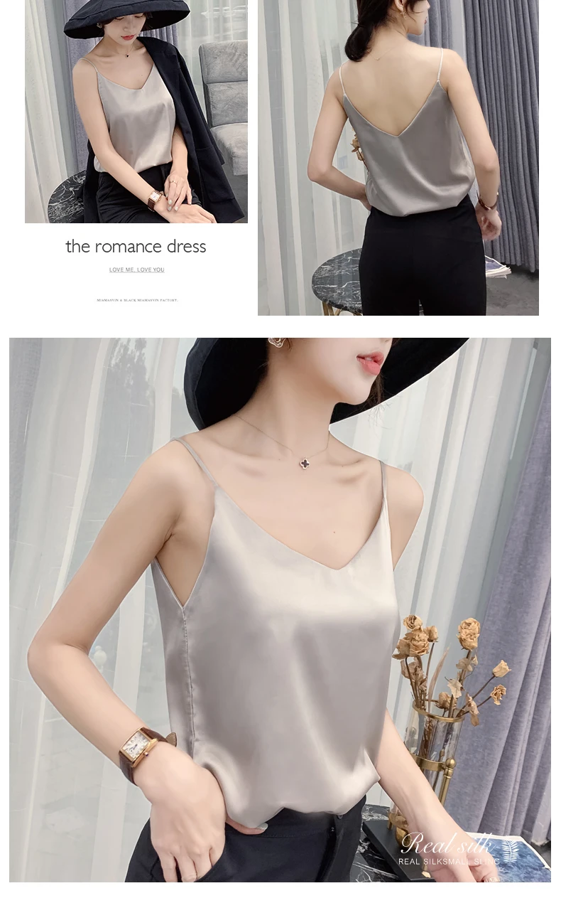2022 Summer Silk Camis V-Neck Basic Top Women Basic Tank Tops Woman Sleeveless Vest White Satin Corset Top Female Girls Clothing
