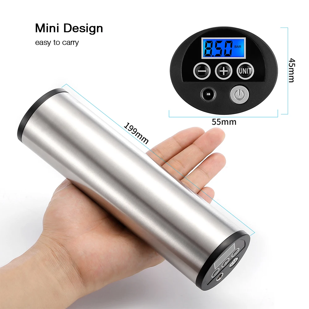 AP - 101 Mini Electric Inflator with Tyre Pressure Gauge LED Light
