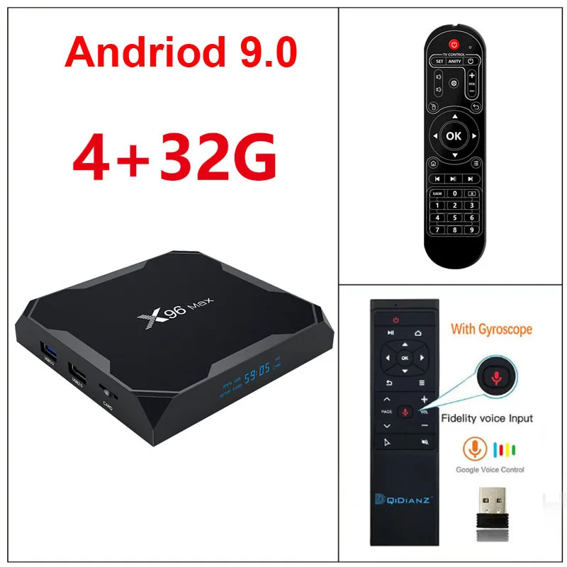 4G32G VOICE VONTROL DQiDianZ X96max Android 9,0 Смарт ТВ приставка Amlogic S905X2 четырехъядерный 2,4G& 5,8G wifi BT X96 max мультимедийная приставка - Цвет: 4G32G VOICE VONTROL