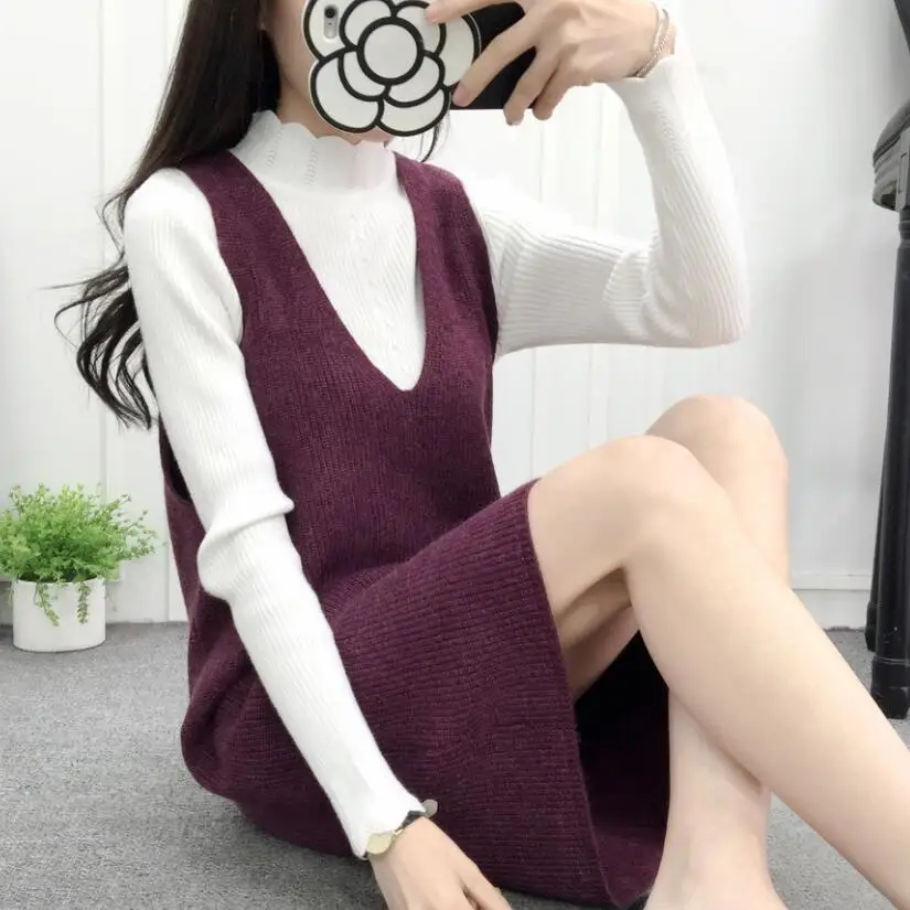 

Large Size Jersey Dress Spring And Autumn 2019 New Style Camisole Sweater Dress Mid-length Loose-Fit Braces Skirt