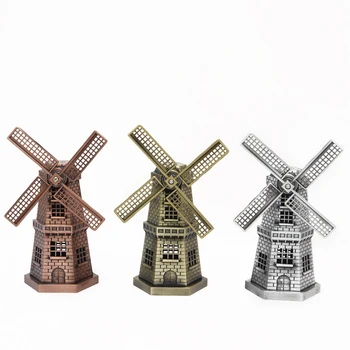 

Antique Bronze Dutch Windmill Model Metal Figurine Furnishing Article Holland Windmill Home Decor Ornament
