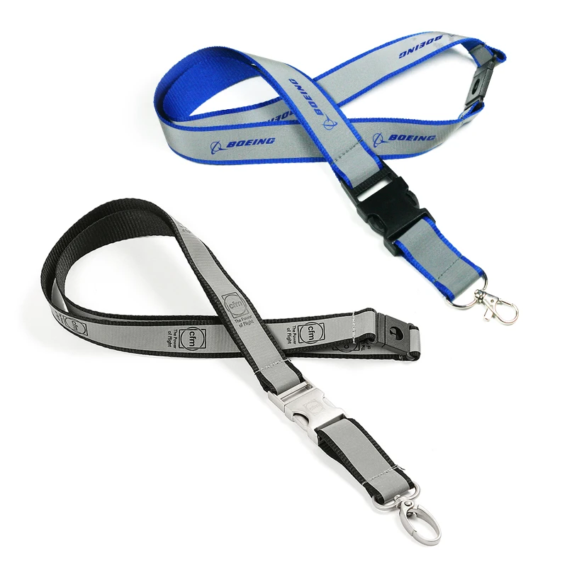 

Luminated Refective Lanyard for Pilot License ID Holder, Blue Gray Wide Lanyard for Flight Crew Airman