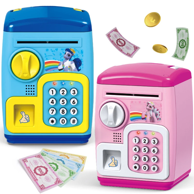 Electronic Piggy Bank ATM Password Money Box Cash Coins Saving Safe Auto Scroll Automatic Deposit Gift for Kids | Игрушки и хобби